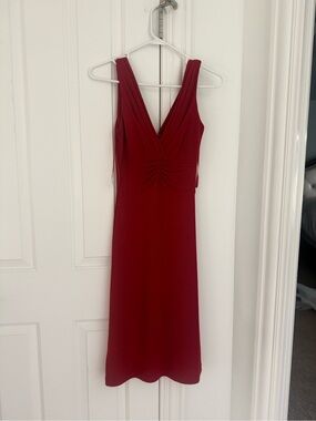 Banana Republic Deep Red Sleeveless V-Neck Midi Dress
